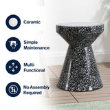Xenia 17.75" Modern Bohemian Terrazzo Indoor/Outdoor Drum Accent Table
