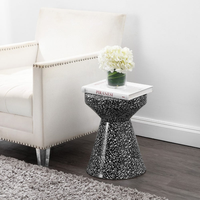 Xenia 17.75" Modern Bohemian Terrazzo Indoor/Outdoor Drum Accent Table - JONATHAN Y