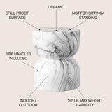 Varavara 14.75" Contemporary Modern Marble Glaze Drum Indoor/Outdoor Garden Stool - JONATHAN Y