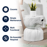 Varavara 14.75" Contemporary Modern Marble Glaze Drum Indoor/Outdoor Garden Stool