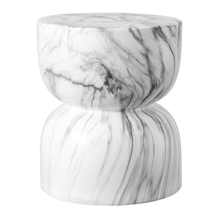 Varavara 14.75" Contemporary Modern Marble Glaze Drum Indoor/Outdoor Garden Stool - JONATHAN Y