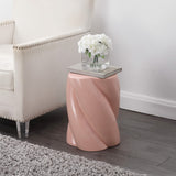 Yves 18" Modern Minimalist Rope Twist Ceramic Indoor-Outdoor Garden Stool