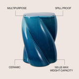 Yves 18" Modern Minimalist Rope Twist Ceramic Indoor-Outdoor Garden Stool