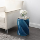 Yves 18" Modern Minimalist Rope Twist Ceramic Indoor-Outdoor Garden Stool