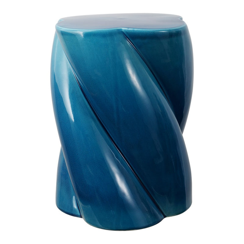 Yves 18" Modern Minimalist Rope Twist Ceramic Indoor-Outdoor Garden Stool