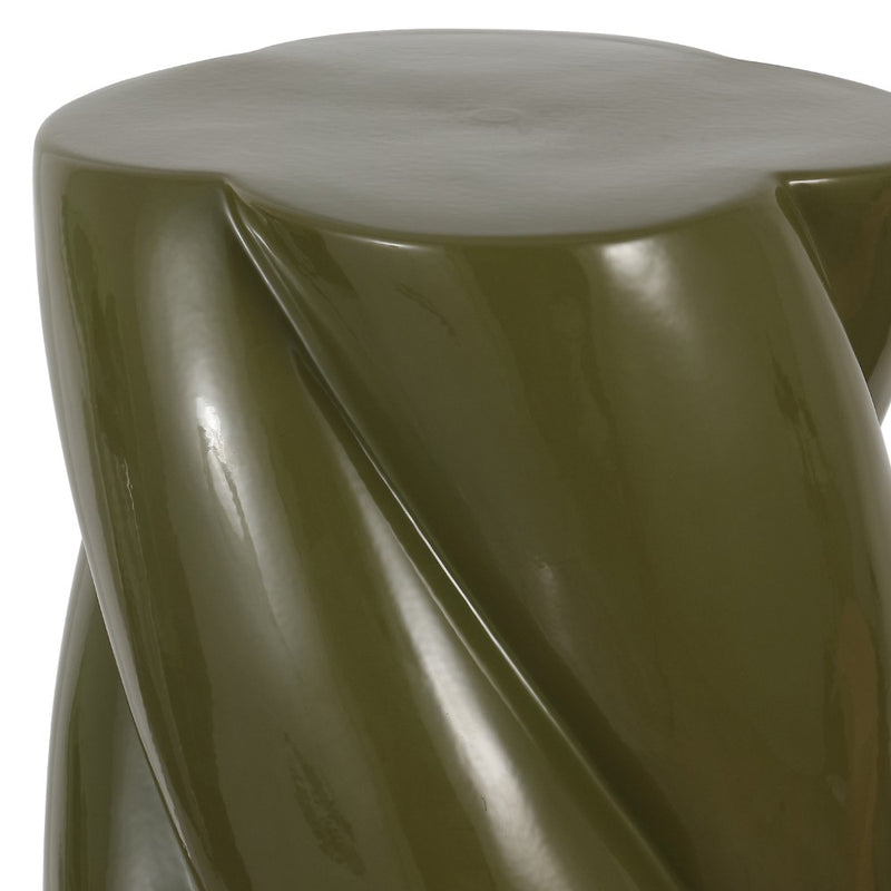 Yves 18" Modern Minimalist Rope Twist Ceramic Indoor-Outdoor Garden Stool