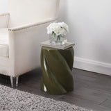 Yves 18" Modern Minimalist Rope Twist Ceramic Indoor-Outdoor Garden Stool