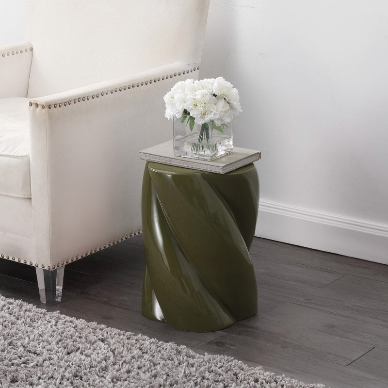Yves 18" Modern Minimalist Rope Twist Ceramic Indoor-Outdoor Garden Stool