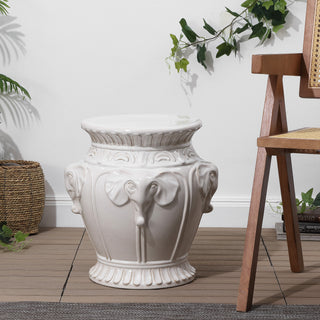 Anita 18" Classic Vintage Ceramic Indoor/Outdoor 4-Elephant Garden Stool