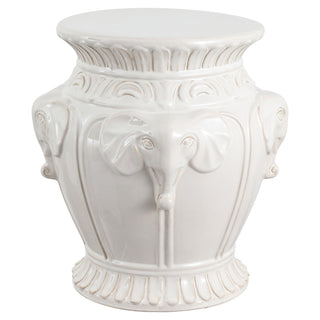 Anita 18" Classic Vintage Ceramic Indoor/Outdoor 4-Elephant Garden Stool