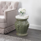 Anita 18" Classic Vintage Ceramic Indoor/Outdoor 4-Elephant Garden Stool