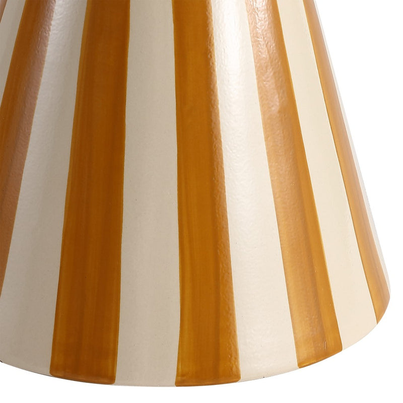 Gemma 17.3 in. Modern Coastal Striped Ceramic Indoor/Outdoor Garden Stool and Accent Table - Brown/Cream