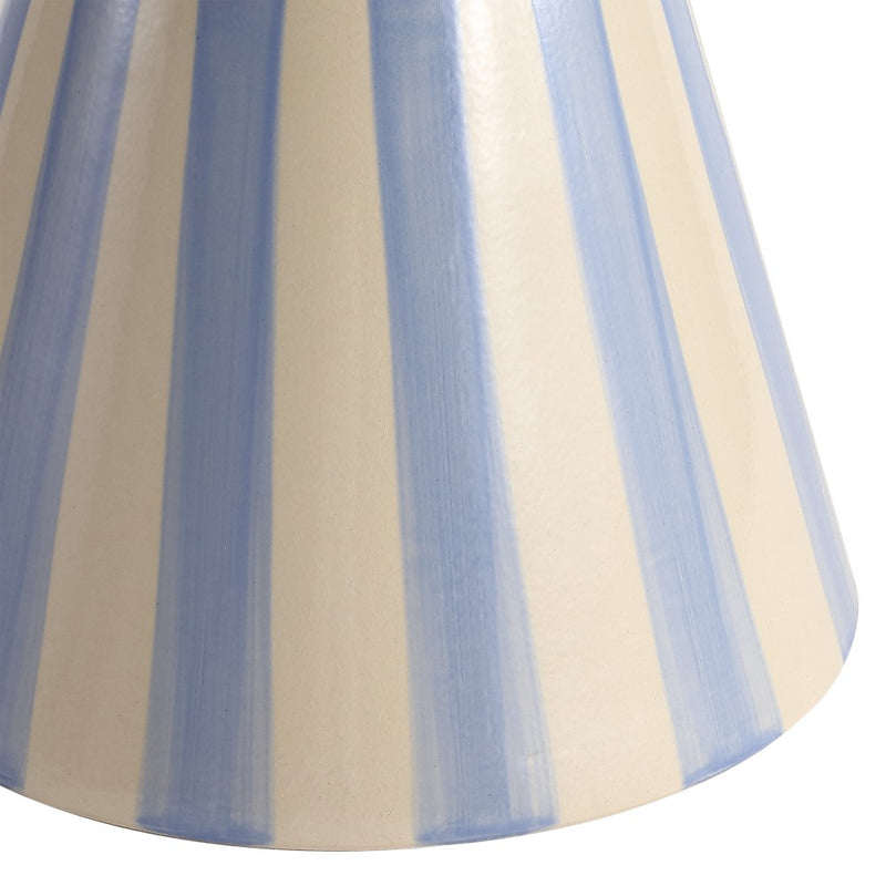 Gemma 17.3 in. Modern Coastal Striped Ceramic Indoor/Outdoor Garden Stool and Accent Table - Blue/Cream