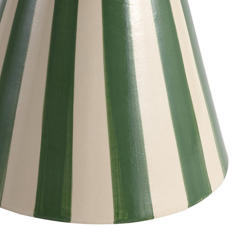 Gemma 17.3 in. Modern Coastal Striped Ceramic Indoor/Outdoor Garden Stool and Accent Table - Green/Cream