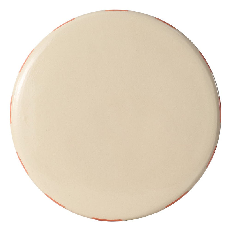 Gemma 17.3 in. Modern Coastal Striped Ceramic Indoor/Outdoor Garden Stool and Accent Table - Orange/Cream