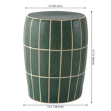 Owen 17.8 in. Modern Minimalist Grid Textured Barrel Ceramic Indoor/Outdoor Garden Stool and Accent Table - Matte Sage Green