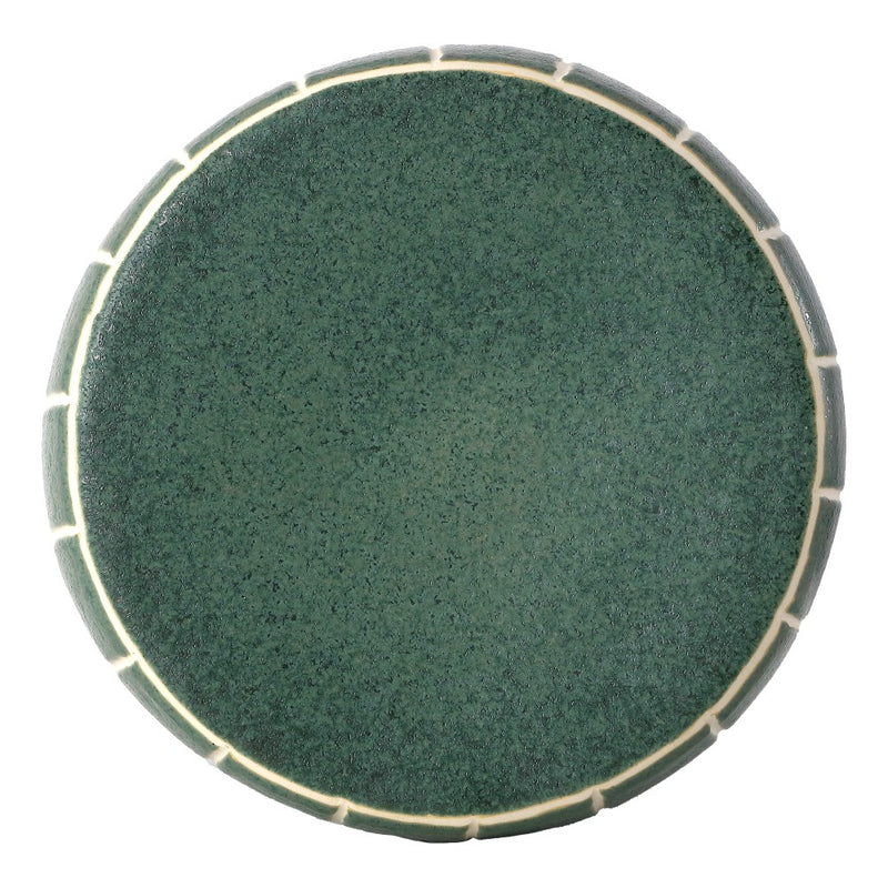 Owen 17.8 in. Modern Minimalist Grid Textured Barrel Ceramic Indoor/Outdoor Garden Stool and Accent Table - Matte Sage Green