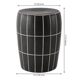 Owen 17.8 in. Modern Minimalist Grid Textured Barrel Ceramic Indoor/Outdoor Garden Stool and Accent Table - Matte Black
