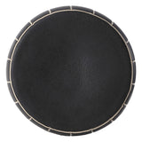 Owen 17.8 in. Modern Minimalist Grid Textured Barrel Ceramic Indoor/Outdoor Garden Stool and Accent Table - Matte Black