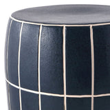 Owen 17.8 in. Modern Minimalist Grid Textured Barrel Ceramic Indoor/Outdoor Garden Stool and Accent Table - Matte Navy