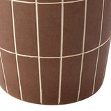 Owen 17.8 in. Modern Minimalist Grid Textured Barrel Ceramic Indoor/Outdoor Garden Stool and Accent Table - Matte Brown
