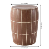 Owen 17.8 in. Modern Minimalist Grid Textured Barrel Ceramic Indoor/Outdoor Garden Stool and Accent Table - Matte Brown