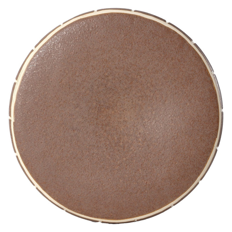 Owen 17.8 in. Modern Minimalist Grid Textured Barrel Ceramic Indoor/Outdoor Garden Stool and Accent Table - Matte Brown