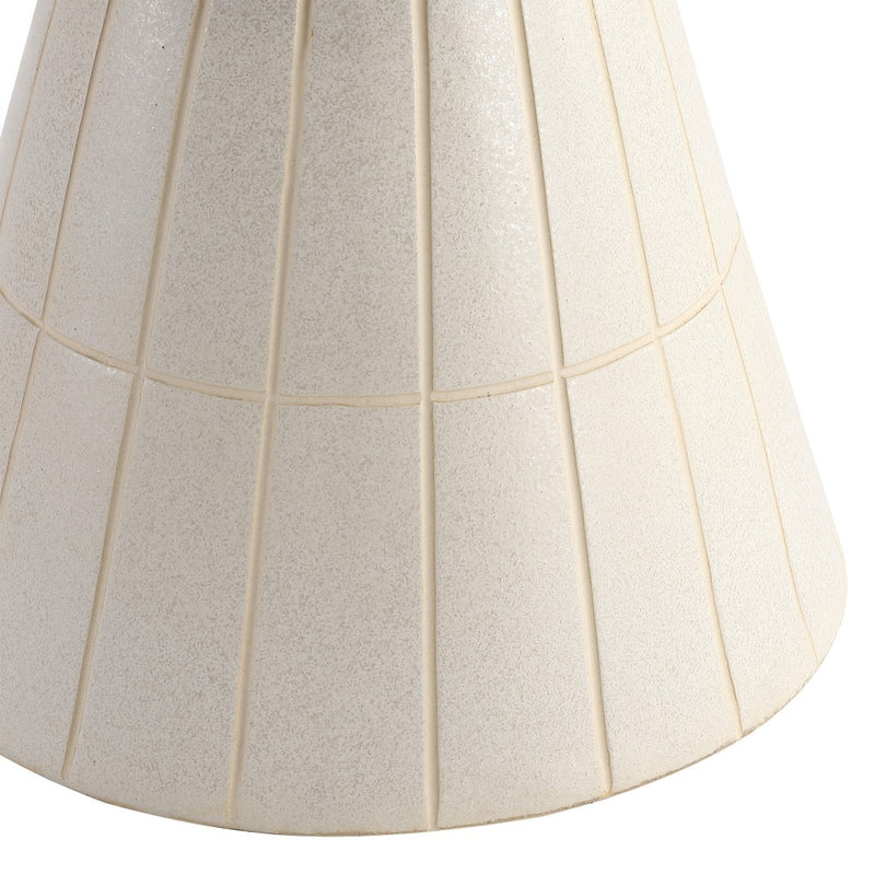 Clara 17.5 in. Modern Minimalist Grid Hourglass Ceramic Indoor/Outdoor Garden Stool and Accent Table - Matte Cream