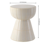 Clara 17.5 in. Modern Minimalist Grid Hourglass Ceramic Indoor/Outdoor Garden Stool and Accent Table - Matte Cream