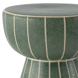 Clara 17.5 in. Modern Minimalist Grid Hourglass Ceramic Indoor/Outdoor Garden Stool and Accent Table - Matte Sage Green