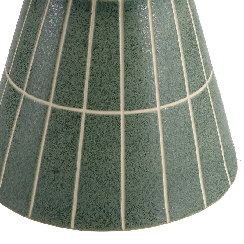 Clara 17.5 in. Modern Minimalist Grid Hourglass Ceramic Indoor/Outdoor Garden Stool and Accent Table - Matte Sage Green