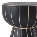Clara 17.5 in. Modern Minimalist Grid Hourglass Ceramic Indoor/Outdoor Garden Stool and Accent Table - Matte Black