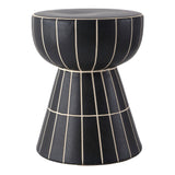 Clara 17.5 in. Modern Minimalist Grid Hourglass Ceramic Indoor/Outdoor Garden Stool and Accent Table - Matte Black