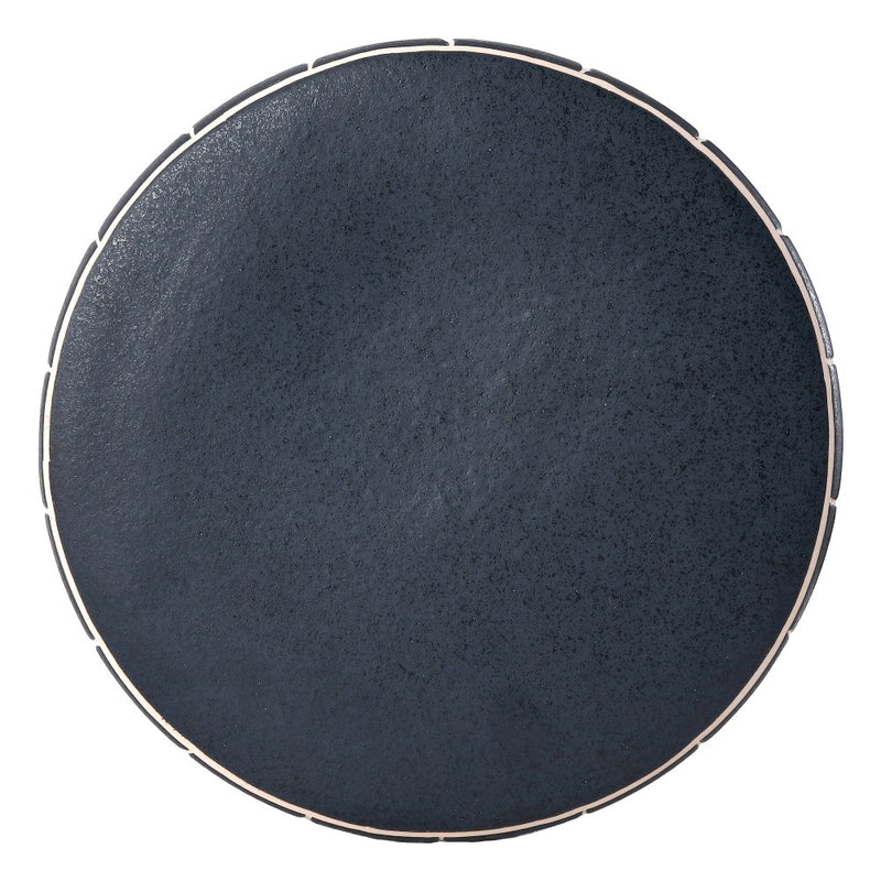 Clara 17.5 in. Modern Minimalist Grid Hourglass Ceramic Indoor/Outdoor Garden Stool and Accent Table - Matte Navy