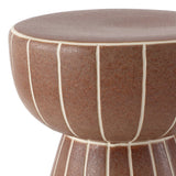 Clara 17.5 in. Modern Minimalist Grid Hourglass Ceramic Indoor/Outdoor Garden Stool and Accent Table - Matte Brown