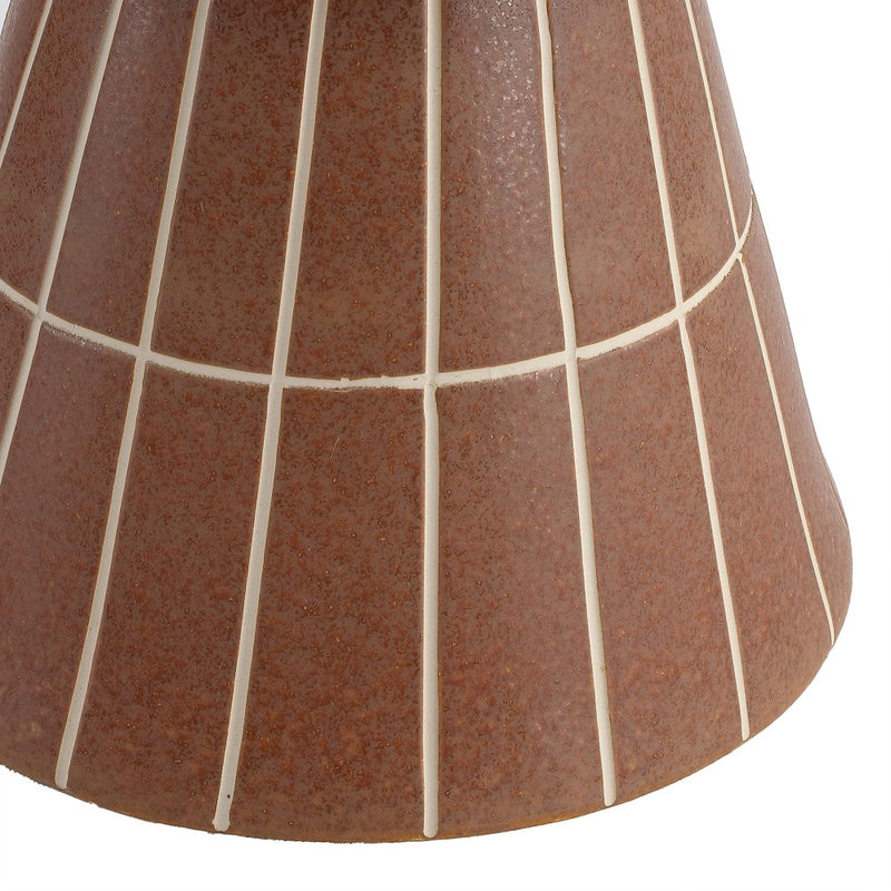 Clara 17.5 in. Modern Minimalist Grid Hourglass Ceramic Indoor/Outdoor Garden Stool and Accent Table - Matte Brown