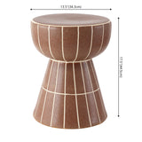 Clara 17.5 in. Modern Minimalist Grid Hourglass Ceramic Indoor/Outdoor Garden Stool and Accent Table - Matte Brown