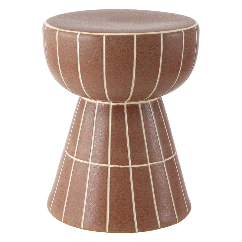 Clara 17.5 in. Modern Minimalist Grid Hourglass Ceramic Indoor/Outdoor Garden Stool and Accent Table - Matte Brown