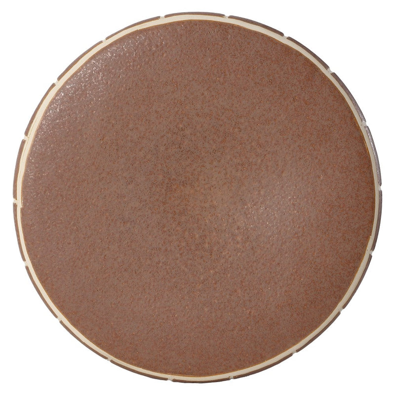 Clara 17.5 in. Modern Minimalist Grid Hourglass Ceramic Indoor/Outdoor Garden Stool and Accent Table - Matte Brown