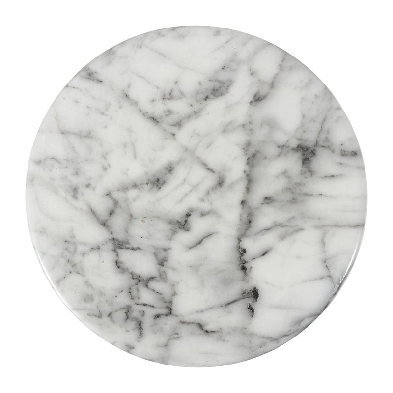 Troy 16.75" Modern Minimalist Faux Marble Column Indoor/Outdoor Accent Table