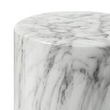 Troy 16.75" Modern Minimalist Faux Marble Column Indoor/Outdoor Accent Table