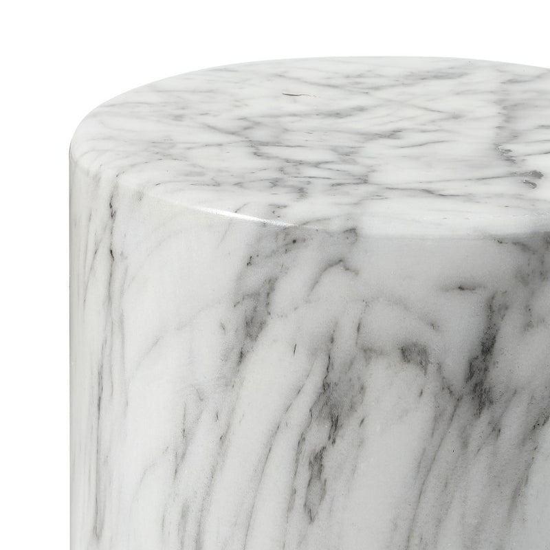 Troy 16.75" Modern Minimalist Faux Marble Column Indoor/Outdoor Accent Table