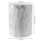 Troy 16.75" Modern Minimalist Faux Marble Column Indoor/Outdoor Accent Table