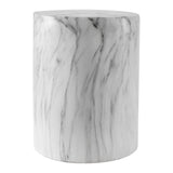 Troy 16.75" Modern Minimalist Faux Marble Column Indoor/Outdoor Accent Table