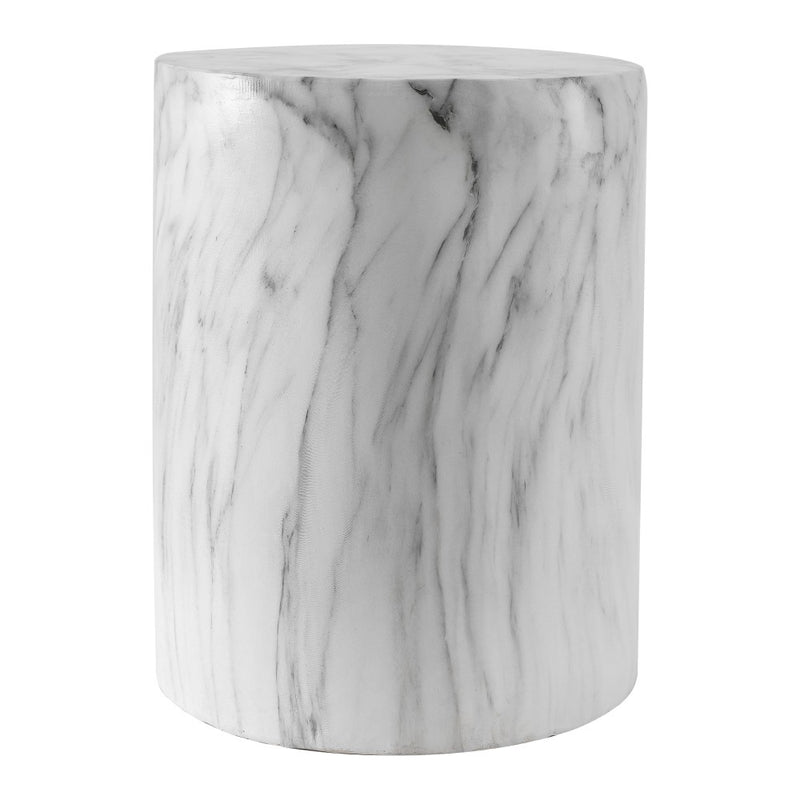 Troy 16.75" Modern Minimalist Faux Marble Column Indoor/Outdoor Accent Table