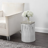 Troy 16.75" Modern Minimalist Faux Marble Column Indoor/Outdoor Accent Table