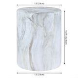 Troy 16.75" Modern Minimalist Faux Marble Column Indoor/Outdoor Accent Table