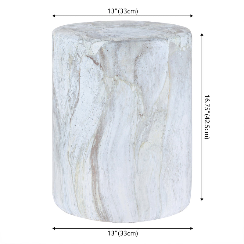 Troy 16.75" Modern Minimalist Faux Marble Column Indoor/Outdoor Accent Table