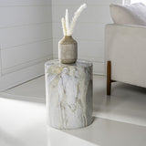 Troy 16.75" Modern Minimalist Faux Marble Column Indoor/Outdoor Accent Table