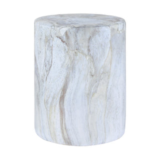 Troy 16.75" Modern Minimalist Faux Marble Column Indoor/Outdoor Accent Table